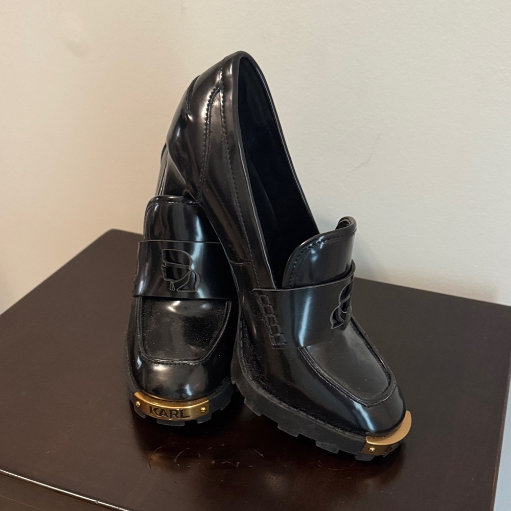 Karl Lagerfeld Glossy Black Loafers